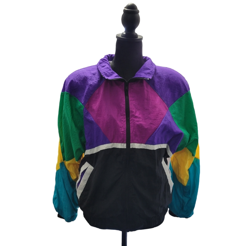 R.E. Sport by River Edge Windbreaker Size S Colorblock Padded Shoulders